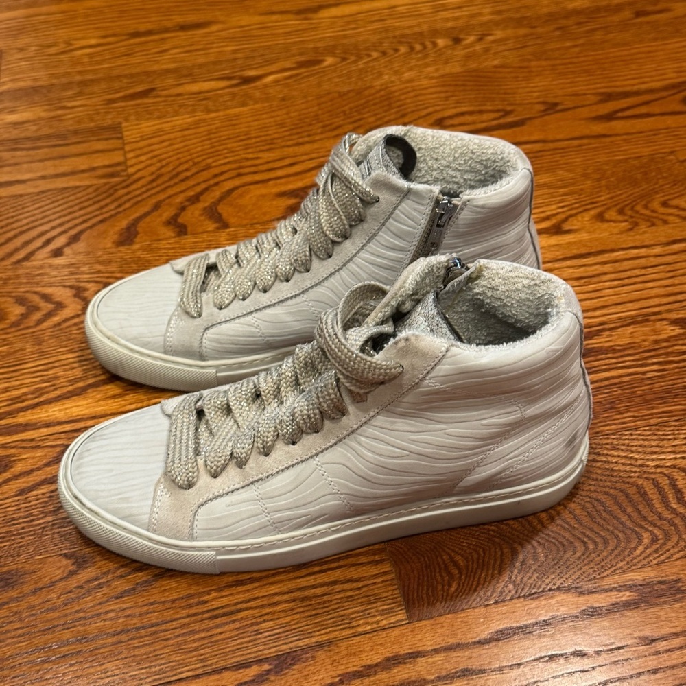 P448 Star White Zebra‎ Hightop Sneaker size EU 39 US 9 EUC - Picture 6 of 11